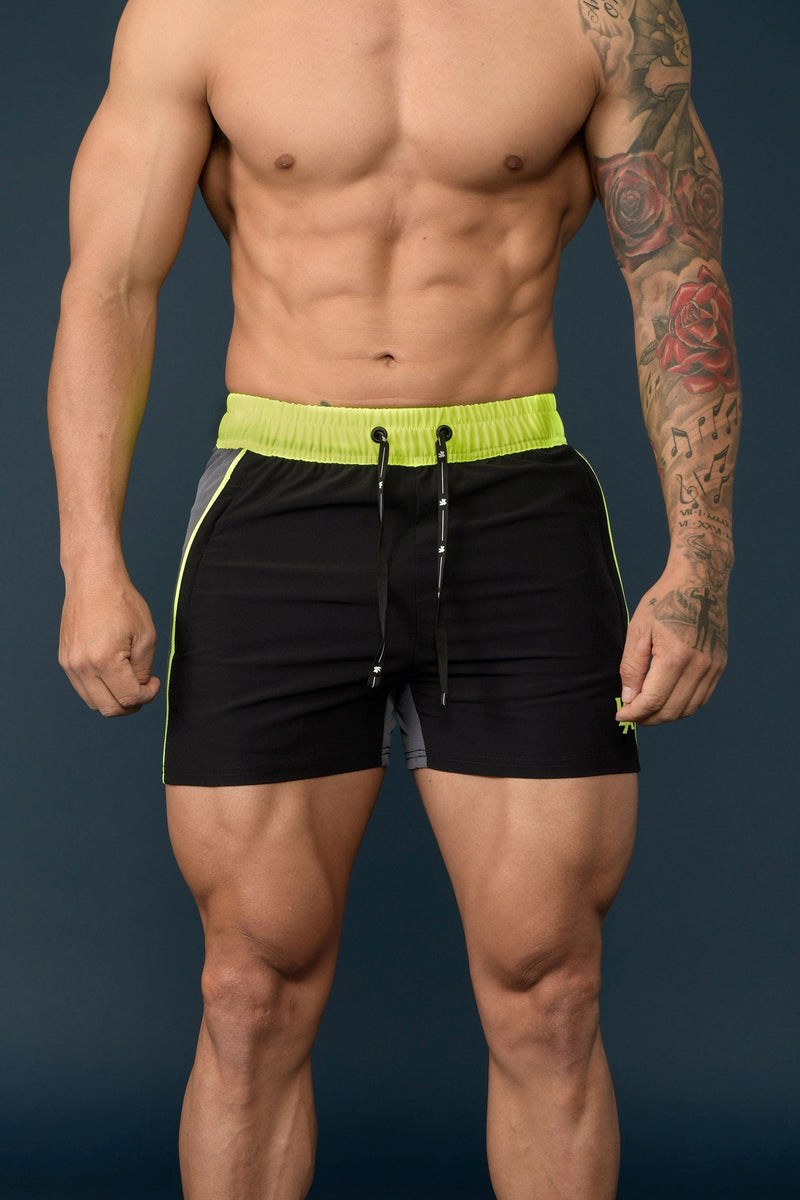 YoungLA 101 Bodybuilding Krátké Shorts Black/Neon | QJVZ48120