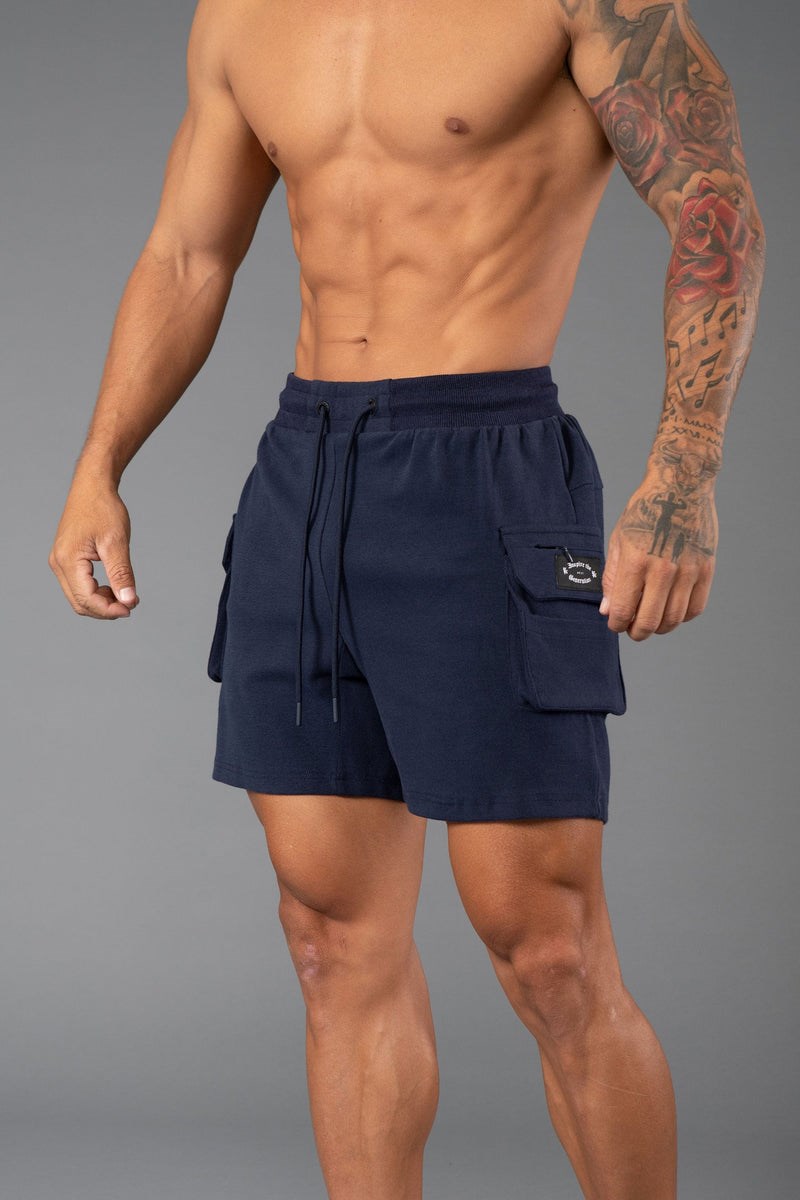 YoungLA 120 Cloud Cargo Shorts Tmavě Blankyt | XPIR37281