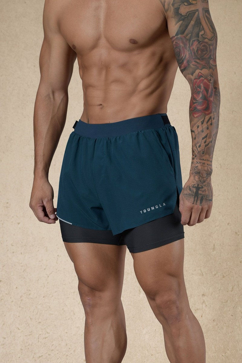 YoungLA 124 - 6am Compression Shorts Teal | OPLD81703