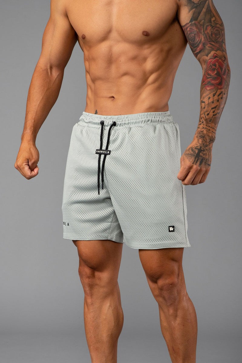 YoungLA 130 Essential Basketball Shorts Světle Šedé | SRZL50841