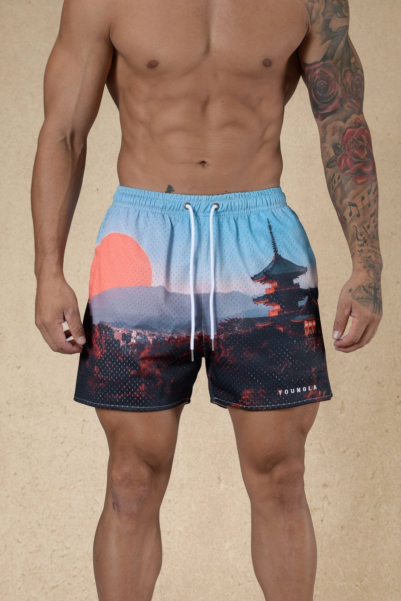 YoungLA 135 House Party Shorts Japanese Sunrise | OJGP09258