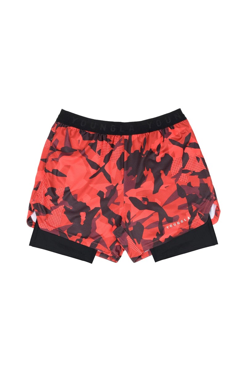 YoungLA 138 Trilogy Camo Compression Shorts Červené Maskáčové | BPYZ74806