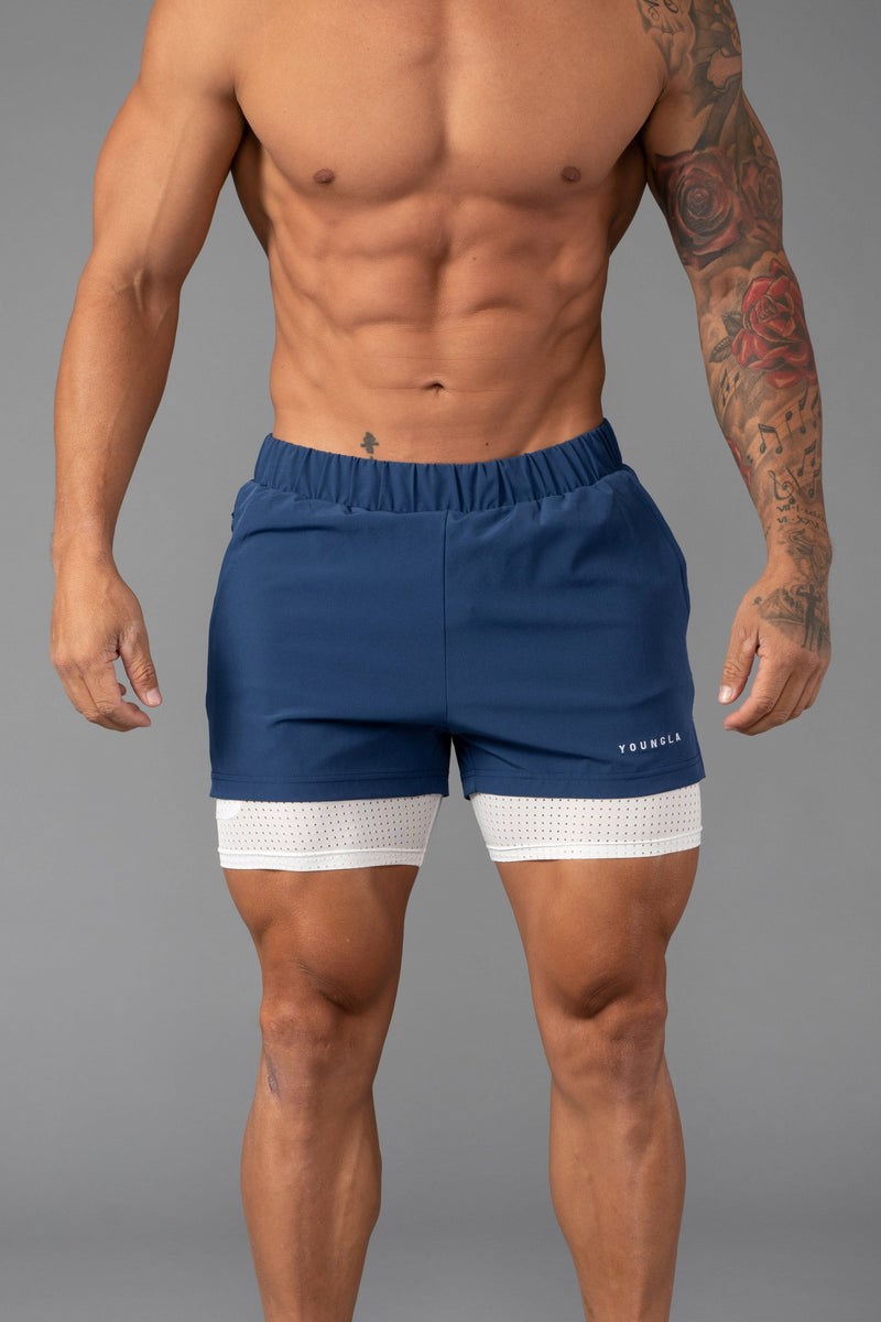 YoungLA 144 Peak Velocity Compression Shorts Tmavě Blankyt | LEZA28436