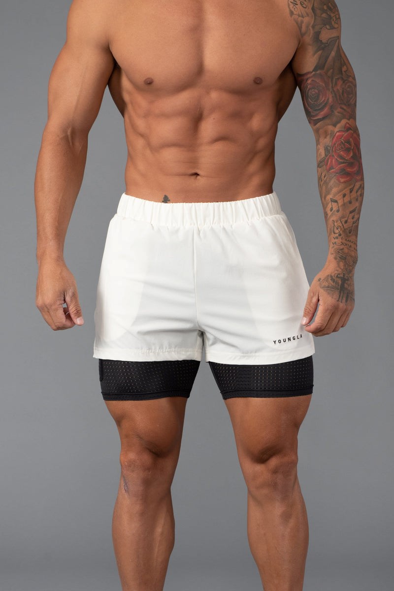 YoungLA 144 Peak Velocity Compression Shorts Off-White | MIQB93450