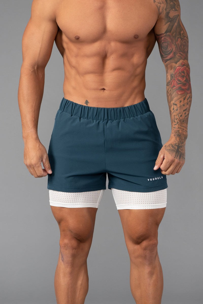 YoungLA 144 Peak Velocity Compression Shorts Teal | TMEB98354