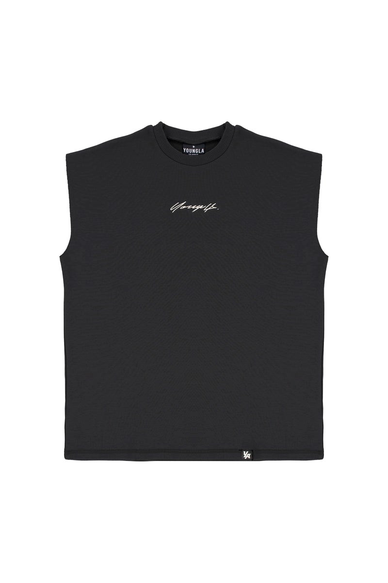 YoungLA 328 Drop Shoulder Cut Offs Černé | TZHI43082