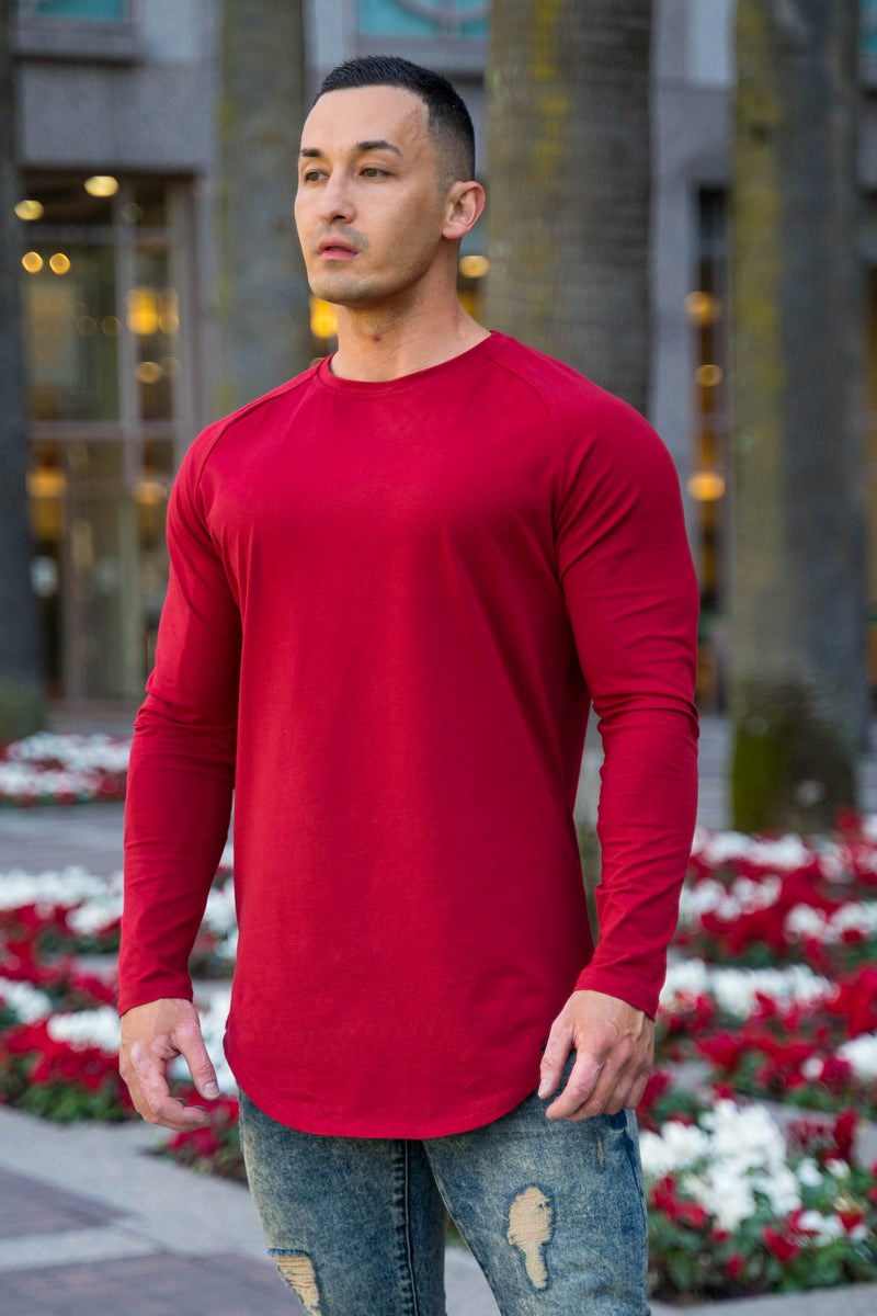 YoungLA 410 PERFECT RAGLAN LONG SLEEVE SHIRTS Tmavě Červené | HNDG03498