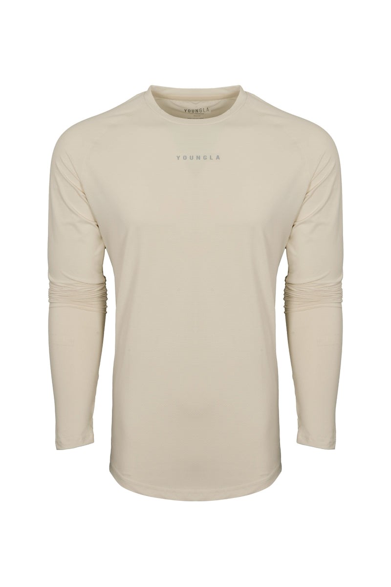 YoungLA 441 Performance Line Longsleeve Shirts Off-White | EZJF39845