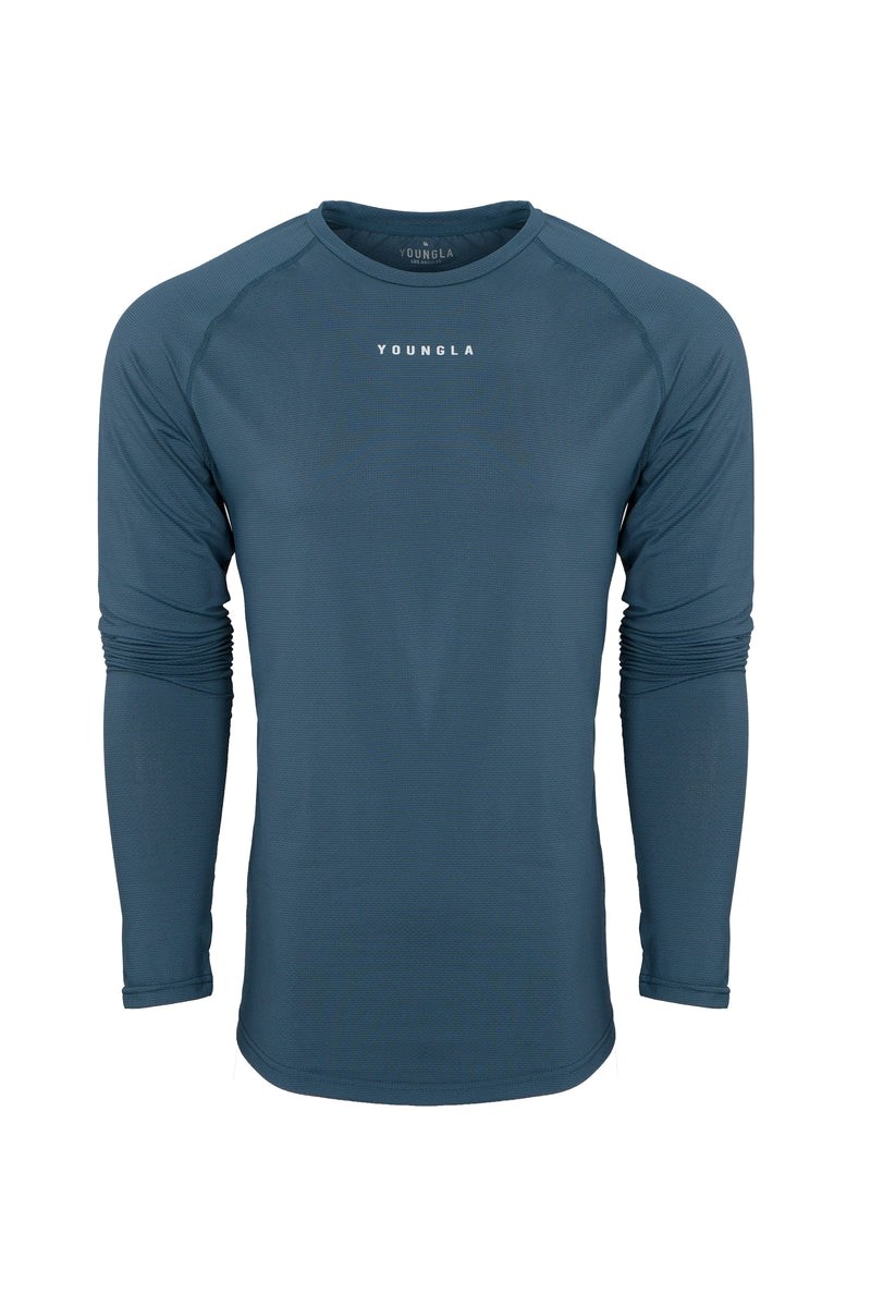 YoungLA 441 Performance Line Longsleeve Shirts Teal | POVB79241