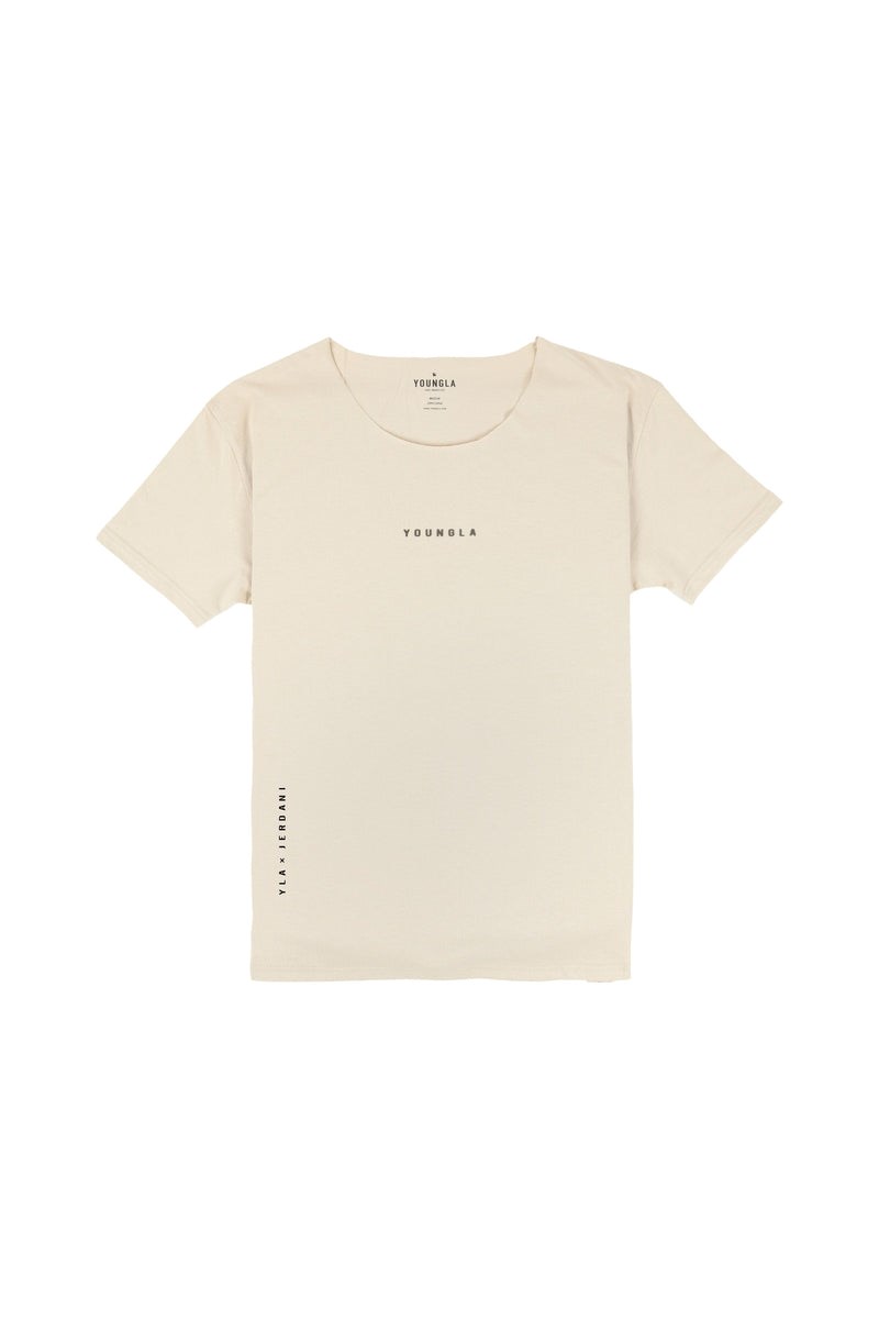 YoungLA 447 Široké neck Raw Cut Tee Tan | NKOZ69703