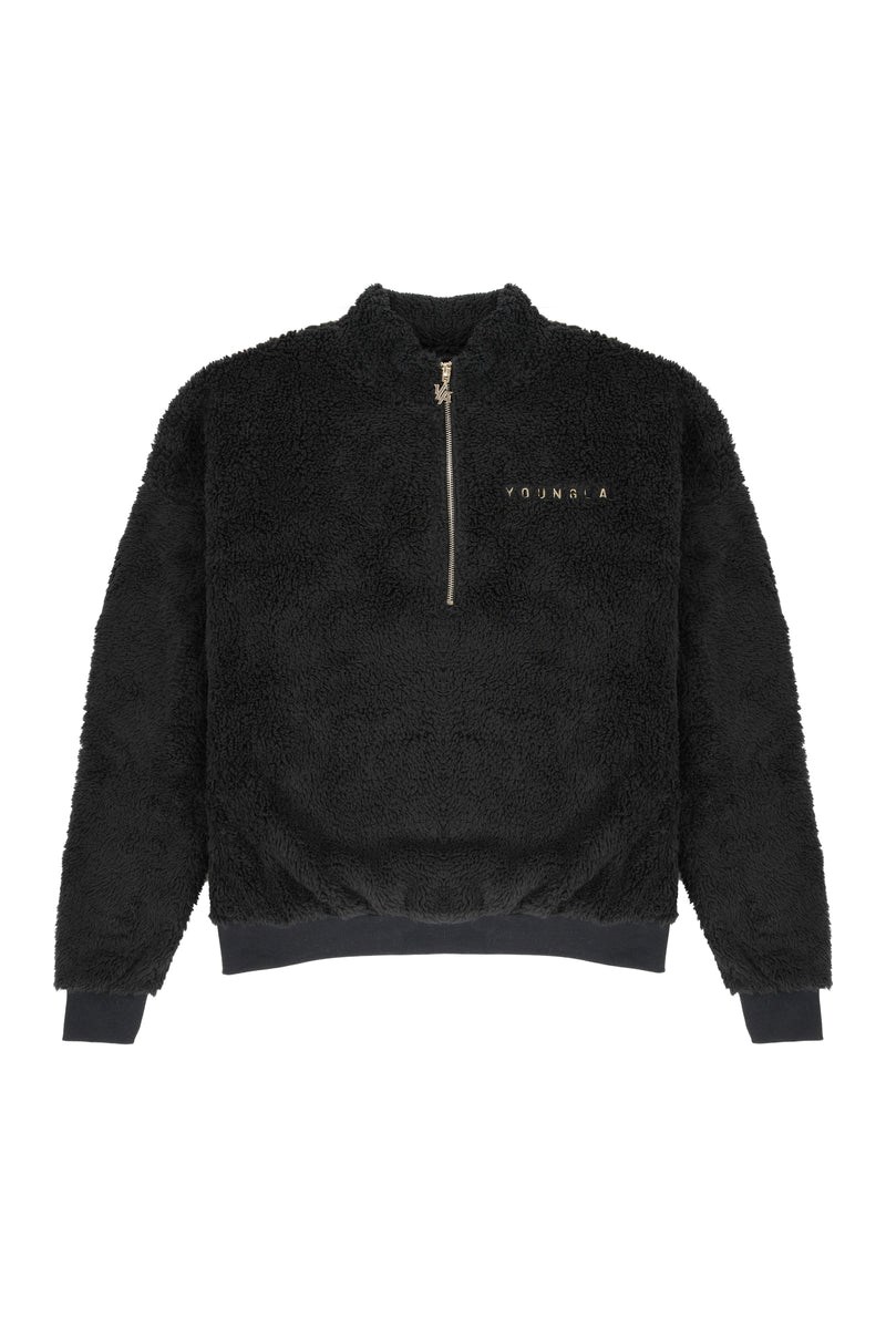 YoungLA 505 Quarter Zip Teddy Fleece Černé | IFST97182