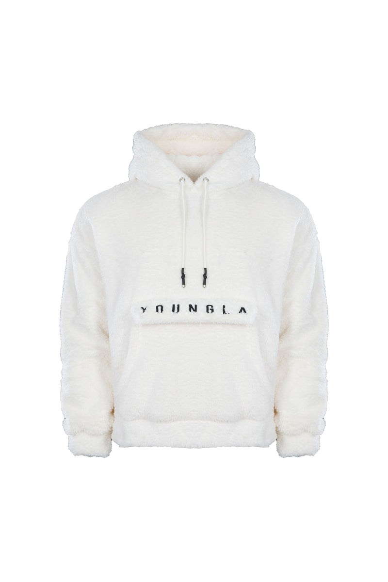 YoungLA 538 Kangaroo Teddy Fleece Hoodies Off-White | RDHN73491