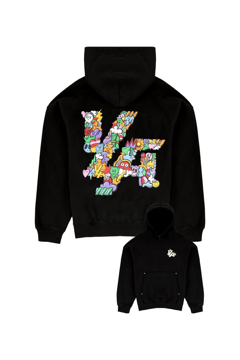 YoungLA 560 Trippy Logo Hoodies Černé | CPOU37451