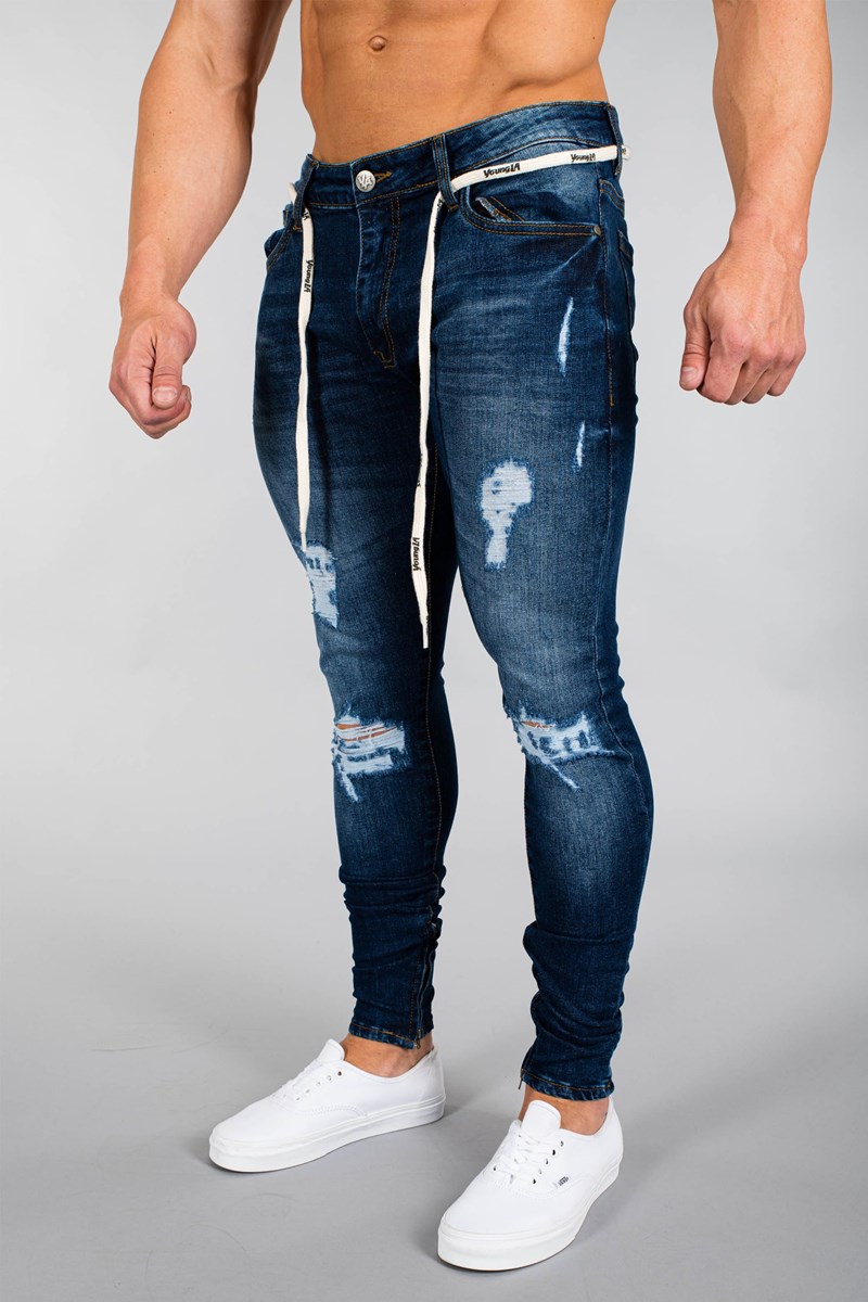 YoungLA 604 EXTRA DISTRESSED DENIM JEANS Blankyt | ZRQT04768