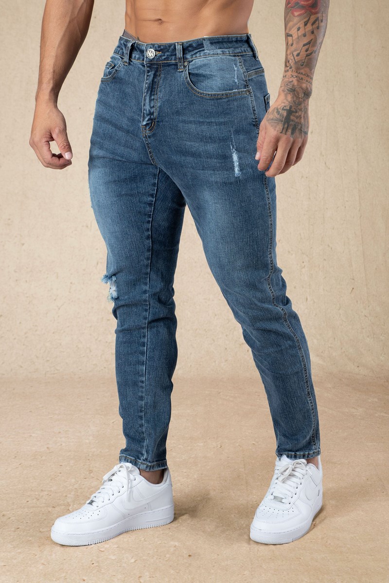 YoungLA 607 Tailored Slim Fit Jeans Blankyt Blankyt Světle Modré | OYGT26479