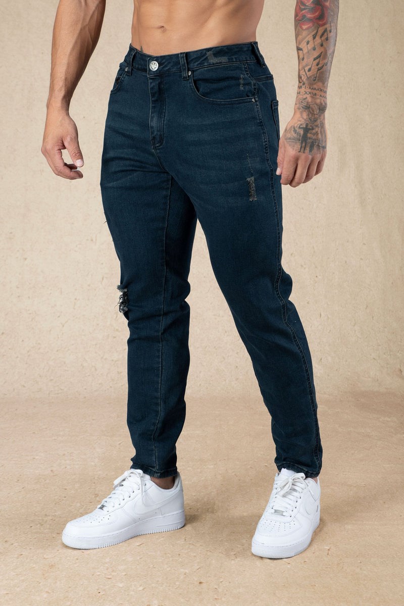 YoungLA 607 Tailored Slim Fit Jeans Tmavě Blankyt Blankyt Světle Modré | QMPS61597