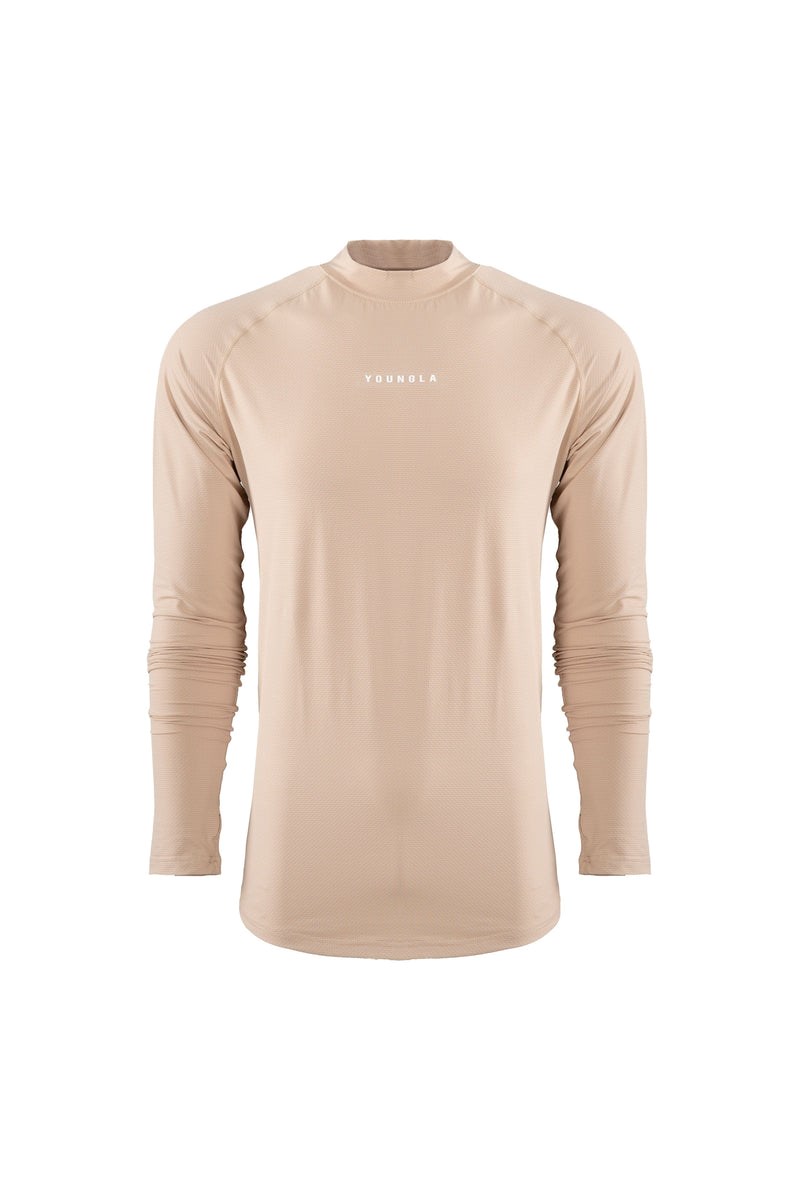 YoungLA 808 High Neck Compression Shirt Béžový | XQTH19084