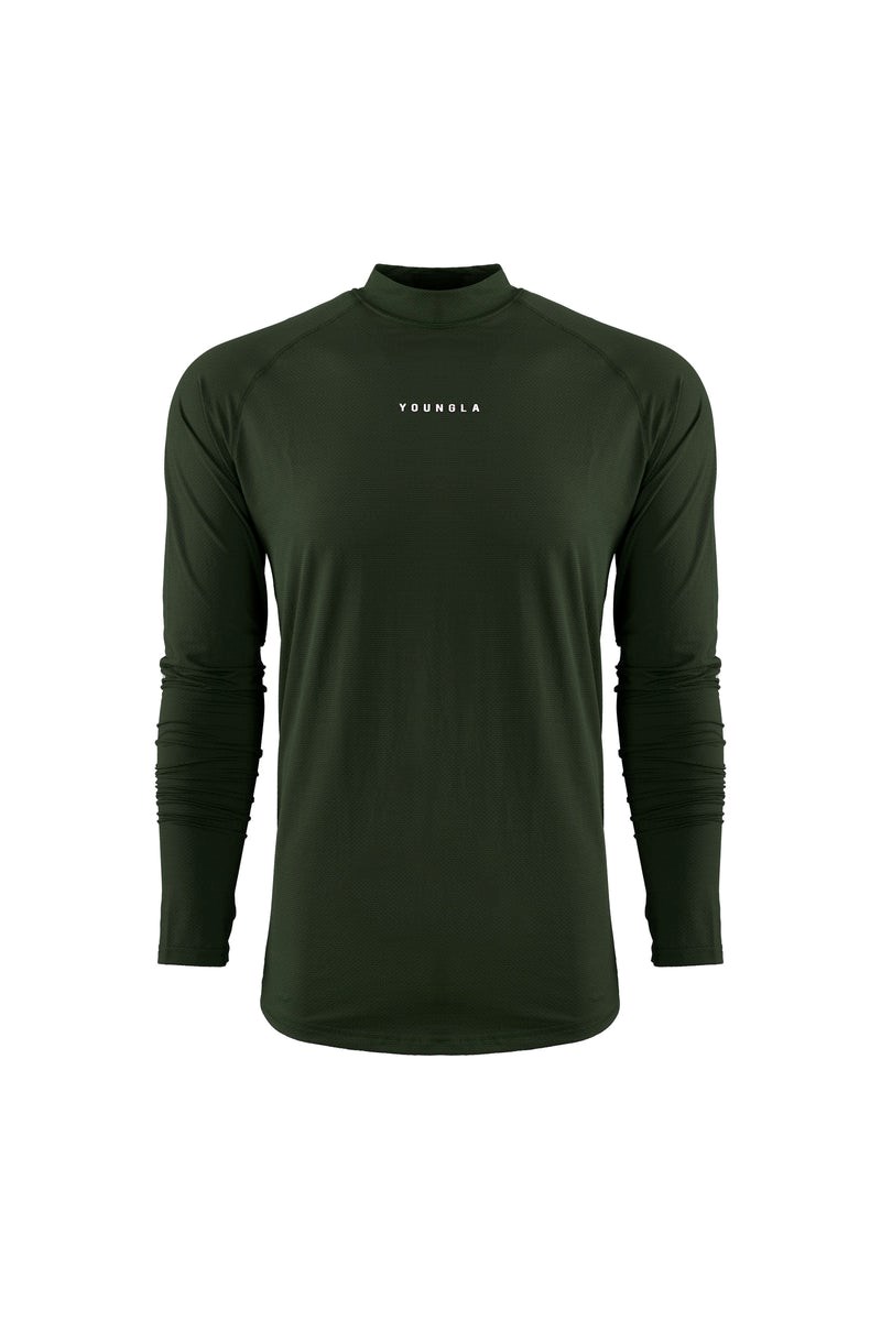 YoungLA 808 High Neck Compression Shirt Olivy Zelené | ZBDY78413