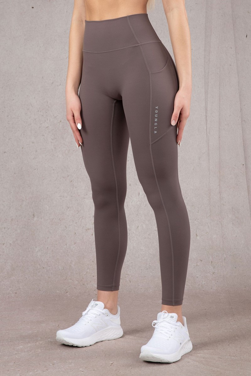 YoungLA W214 Power Leggings Plum Truffle | ISJU69234