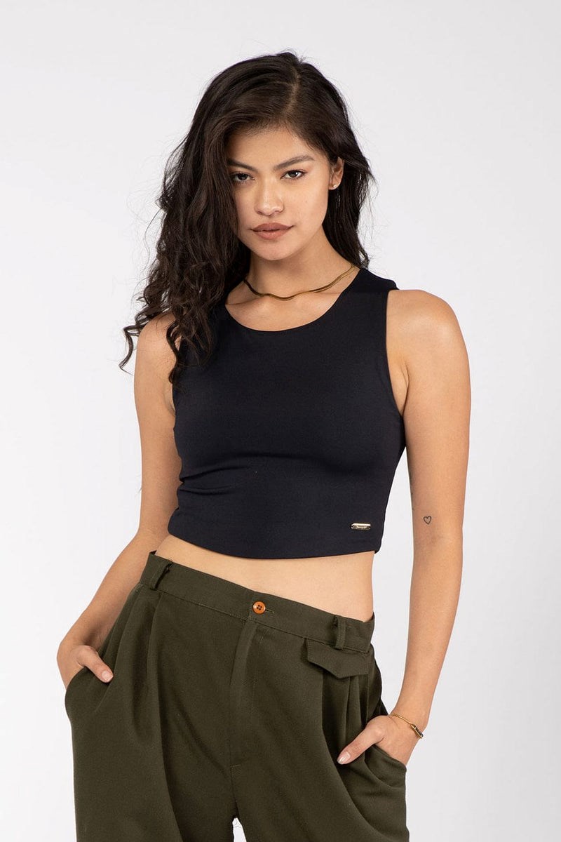 YoungLA W305 Full Cover Crop Tank Černé | RINY83247