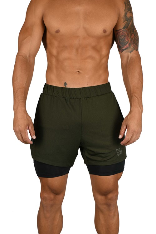 YoungLA 105 Compression Shorts 2.0 Olive/Black | UCHR90416