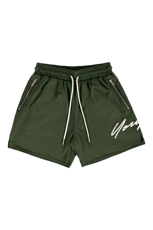 YoungLA 115 Signature Shorts Olivy Zelené | LOEU42731