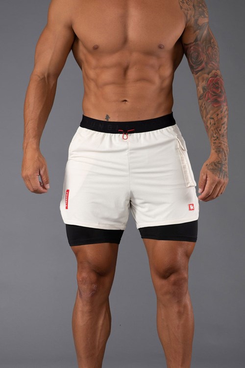 YoungLA 121 Performance Line Compression Shorts Off-White | BIHV26198