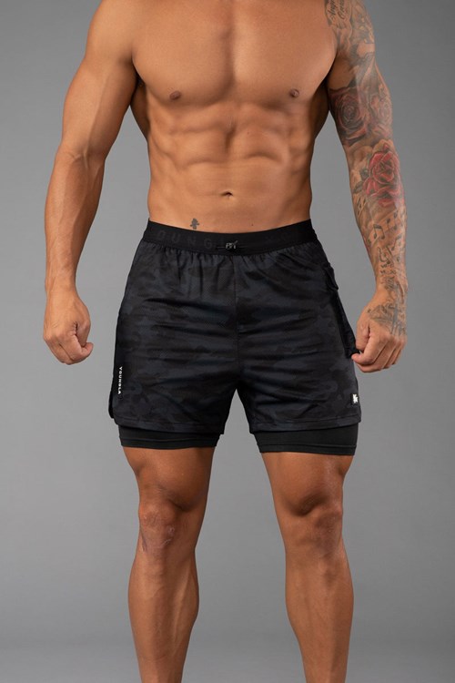 YoungLA 121 Performance Line Compression Shorts Maskáčové Černé | NAGW87306