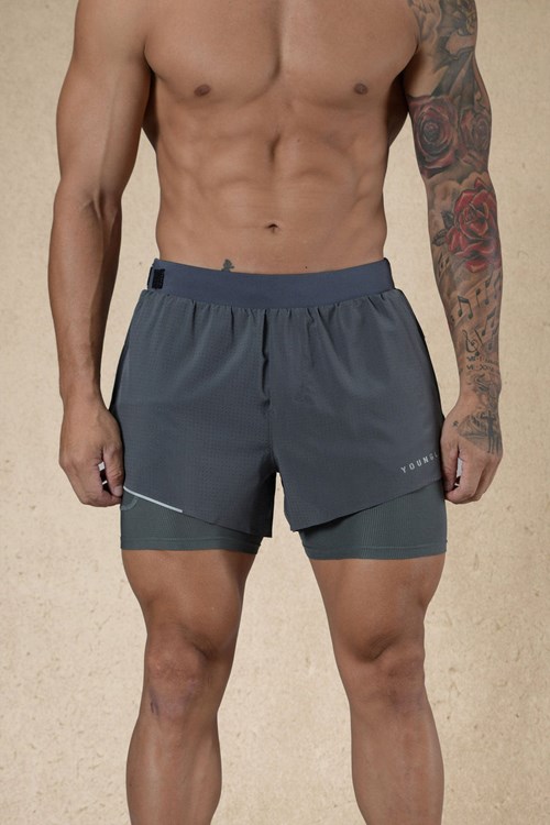 YoungLA 124 - 6am Compression Shorts Šedé | VLPE38047