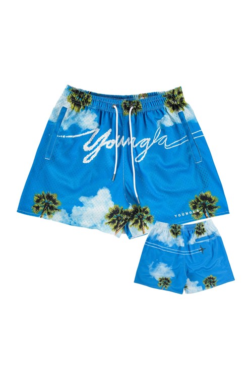 YoungLA 141 The Block Party Shorts Signature Clouds | UETN51327