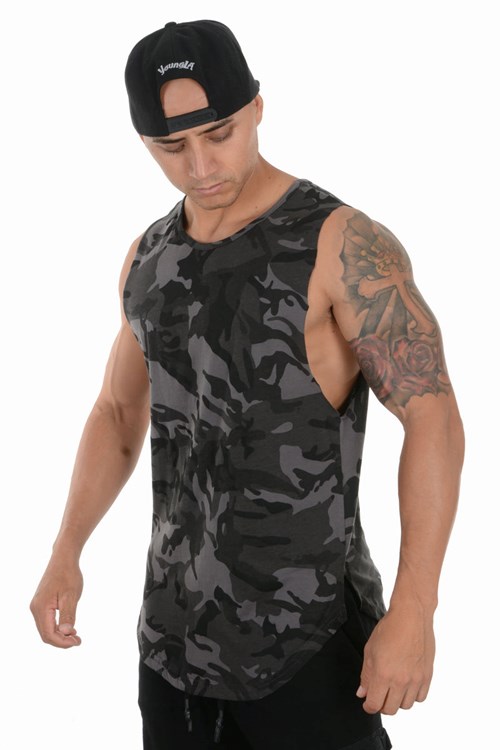 YoungLA 308 Muscle Tanks Maskáčové Černé | SOCF87192