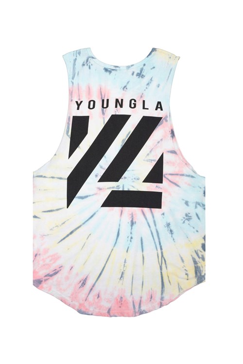 YoungLA 321 Tie Dye Bloc Cut Off Tanks Cotton Candy | QZBV70863