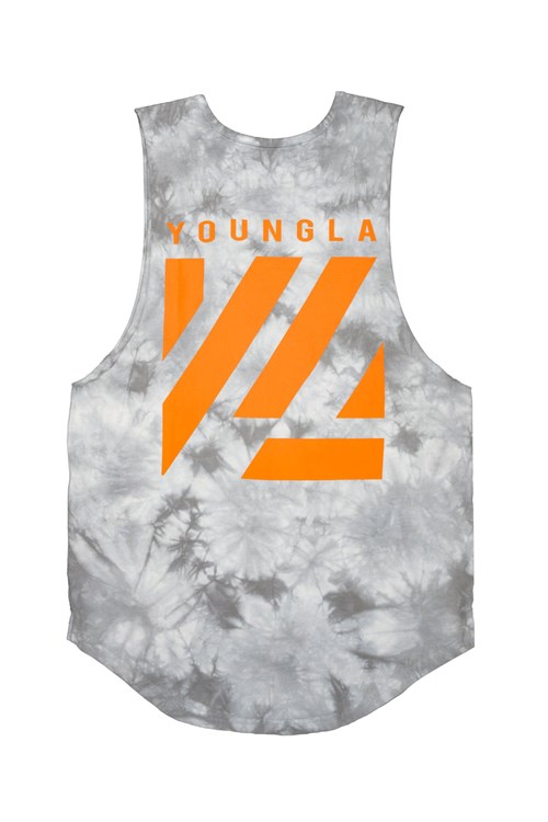 YoungLA 321 Tie Dye Bloc Cut Off Tanks Overcast | WDSI18965