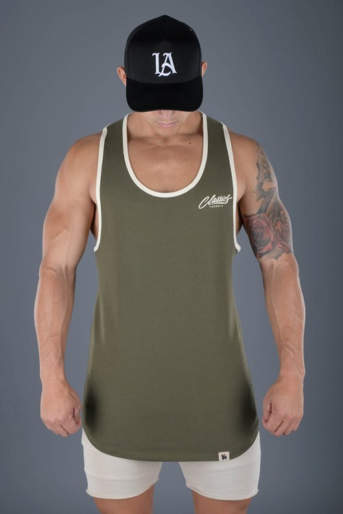 YoungLA 324 Classics Stringer Tank Olivy Zelené | CIZU42703