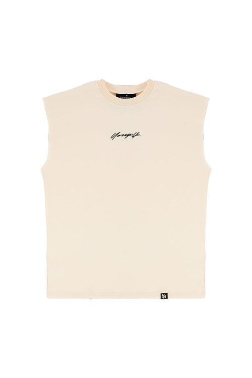 YoungLA 328 Drop Shoulder Cut Offs Off-White | ZLFH04267