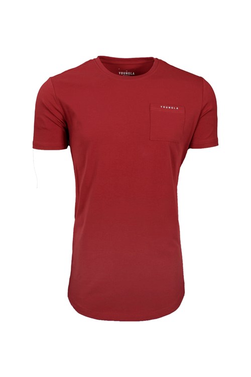 YoungLA 406 Perfect Pocket Tee Tmavě Červené | ULFT26084