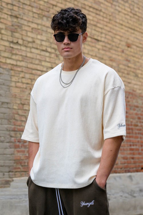 YoungLA 421 Corduroy Supersized Tees Off-White | RGVC19075