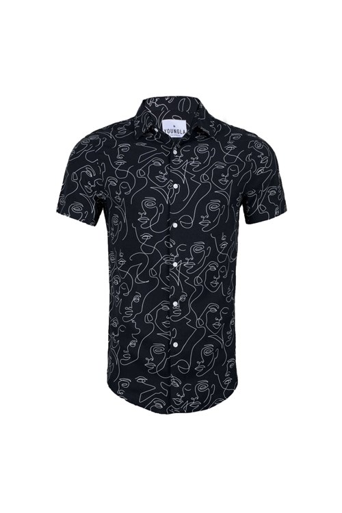 YoungLA 439 Miami Vice Krátké Sleeve Shirts Abstract Face | DLRH18793