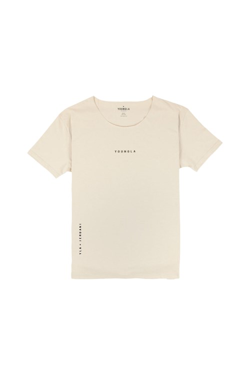 YoungLA 447 Široké neck Raw Cut Tee Tan | NKOZ69703