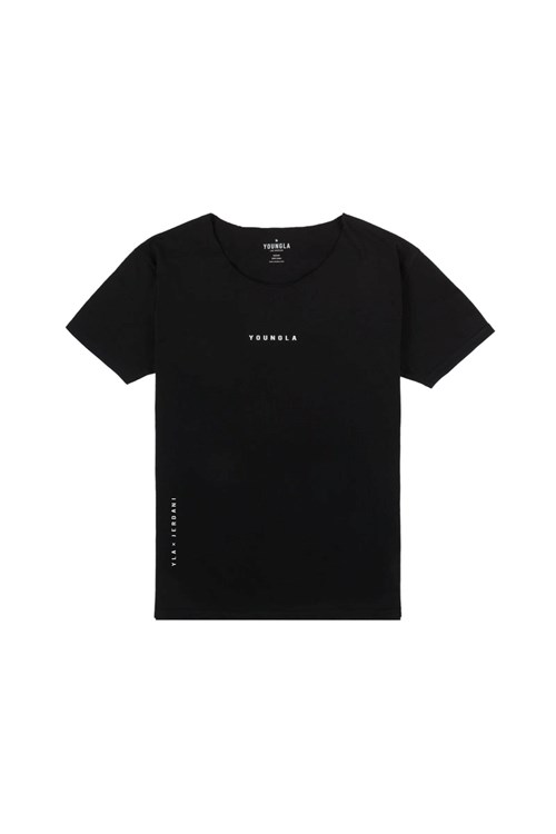 YoungLA 447 Široké neck Raw Cut Tee Černé | KLSP37846