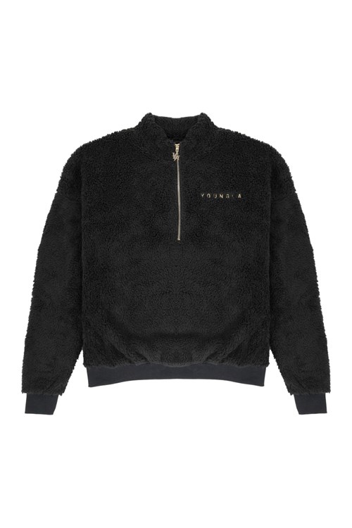 YoungLA 505 Quarter Zip Teddy Fleece Černé | IFST97182