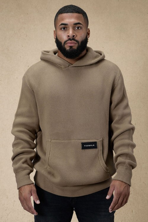 YoungLA 547 Mojave Pletené Hoodies Mocha | ZBKN67135