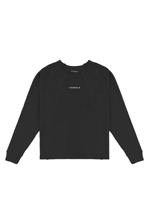 YoungLA 815 Raw Neck Cloud Longsleeves Černé | OPJU72468