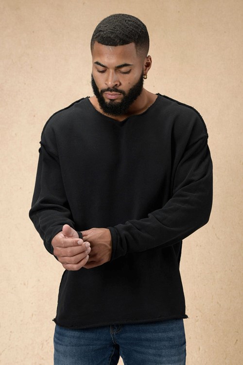 YoungLA 816 Terry Raw Cut Reversible Longsleeves Černé Blankyt Světle Modré | BHKQ30568