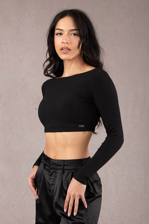 YoungLA W419 Grace Cropped Top Černé | LDYU95408