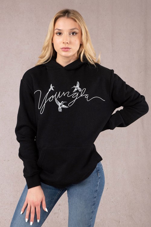 YoungLA W509 Hummingbird Oversized Hoodie Černé | BOZS41082