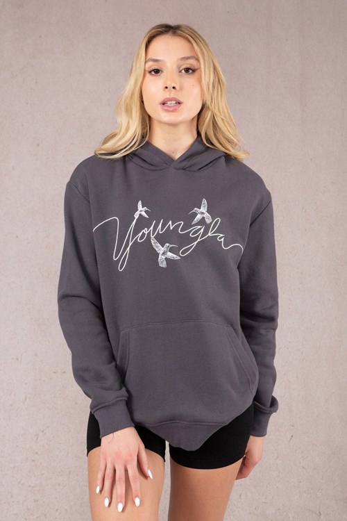 YoungLA W509 Hummingbird Oversized Hoodie Coal | QRNX10657