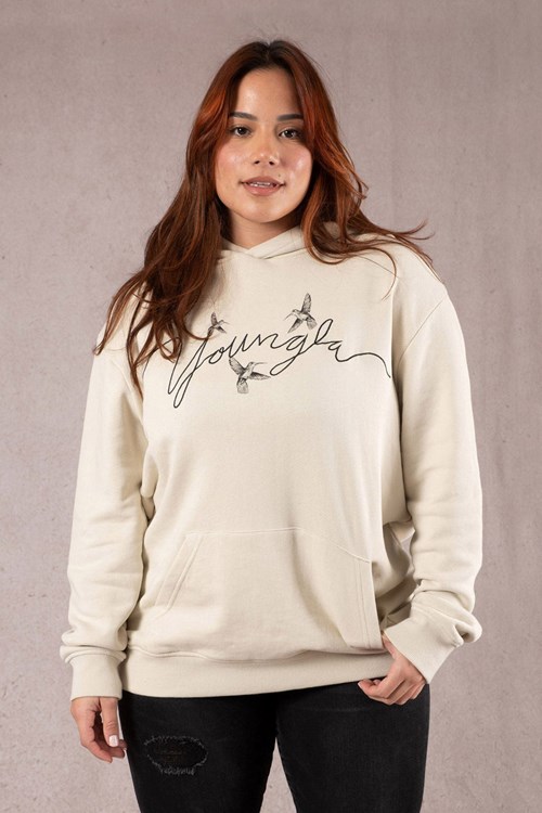 YoungLA W509 Hummingbird Oversized Hoodie Bone | WOPV54832